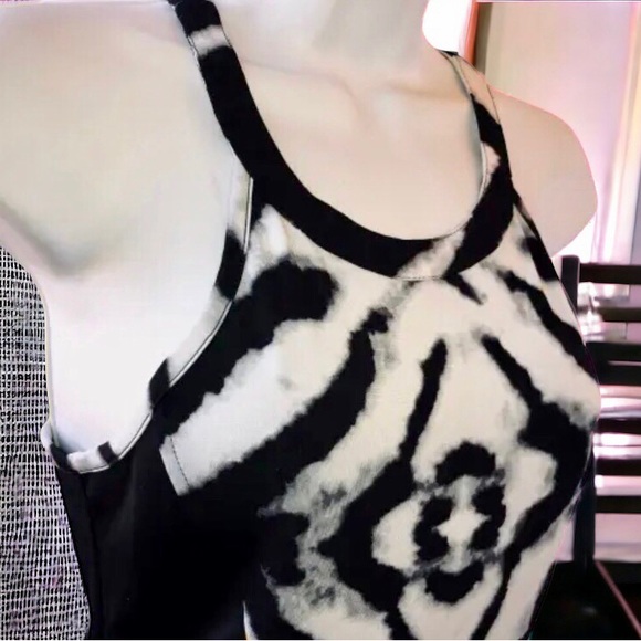 Bebe Dress Sleeveless Tribal Ink with Chain Trim Stretch NEW with tags - Picture 10 of 11